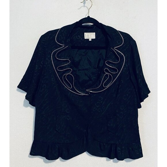 Alberto Makali Jacket Womens 16 Black Artsy Swirly Zipper Detail Whimsigoth - Picture 1 of 6